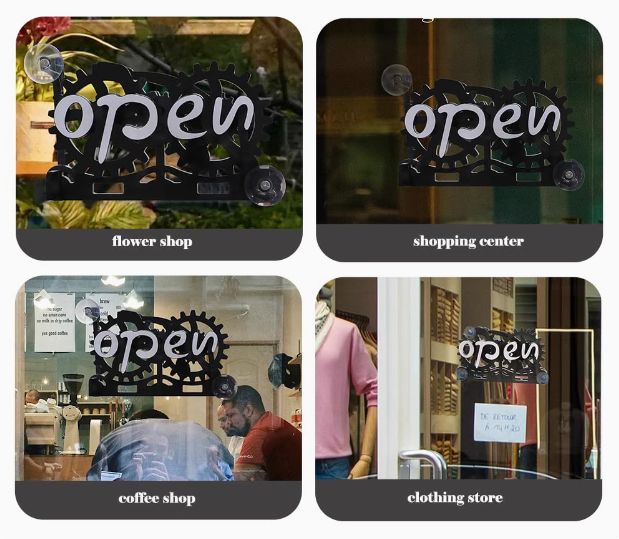 Rotating Wood Gear Open/Closed Sign - Handmade for Stores, Coffee Shops & Rooms