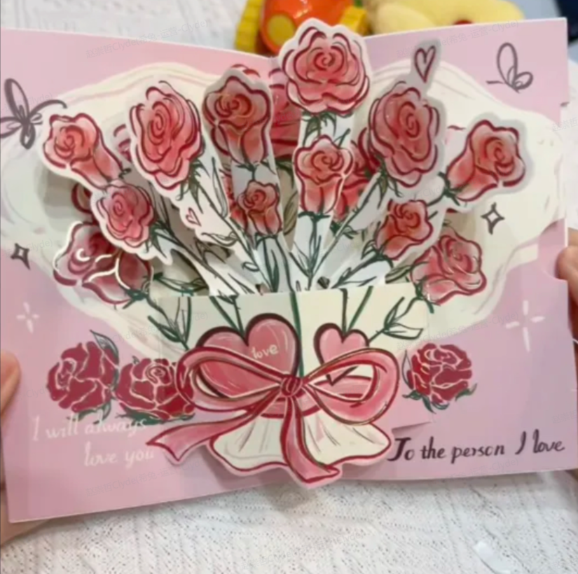 ‌Everlasting Love in 3D 🌹 Handcrafted Rose Pop-Up Card for Mom