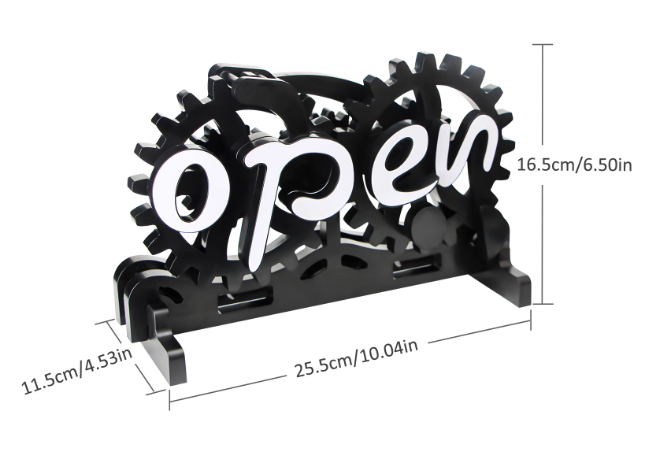 Rotating Wood Gear Open/Closed Sign - Handmade for Stores, Coffee Shops & Rooms